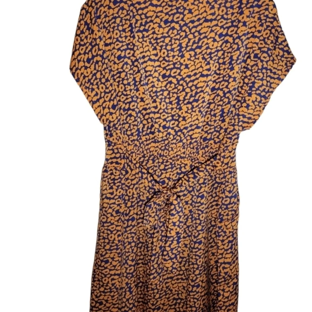 Qed London Leopard Print Blue Orange Dress